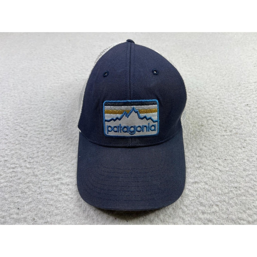 Patagonia Mens Blue Mesh Trucker Hat Snapback Adjustable Outdoor Logo Cap